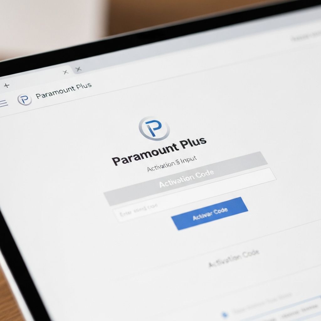 Paramount Plus activation website on computer or tablet with code input field