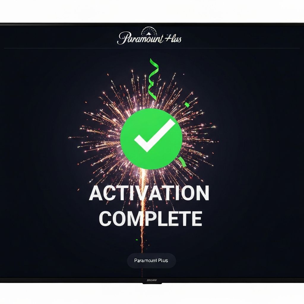 Success confirmation showing Paramount Plus is activated and ready to use